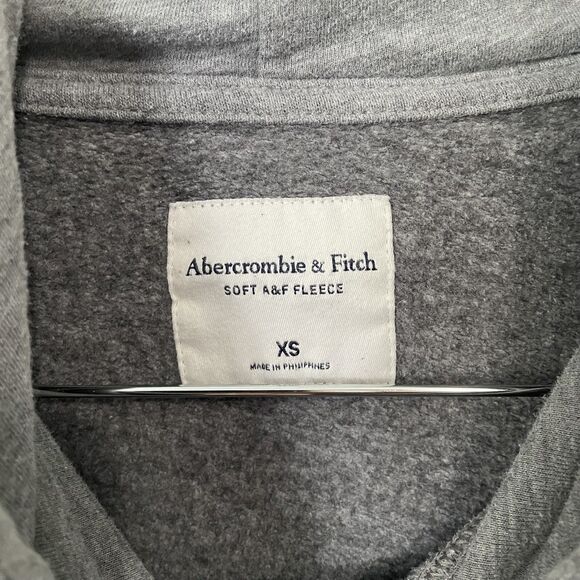Abercrombie & Fitch Soft A&F Fleece Hoodie Mens XS Gray Embroidered Spellout - Picture 2 of 9